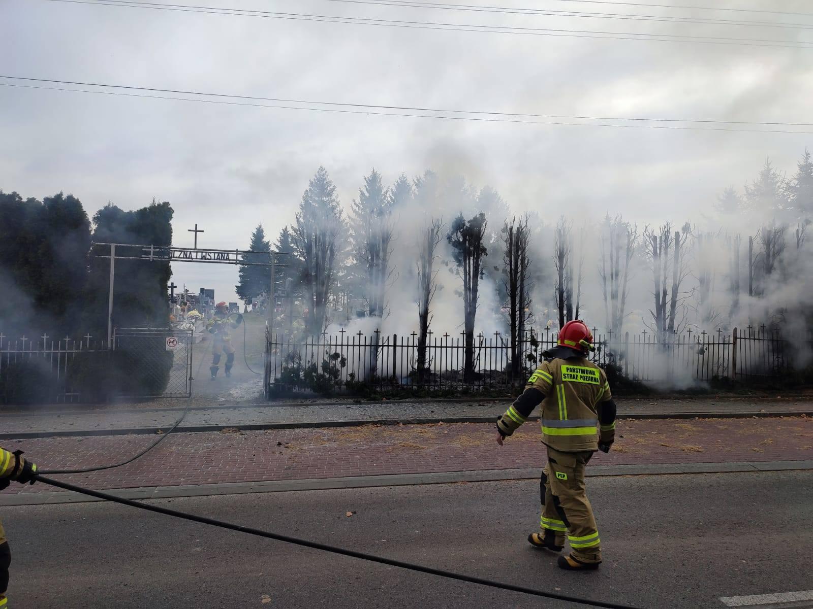 Pożar cmentarza parafialnego w Kidałowicach