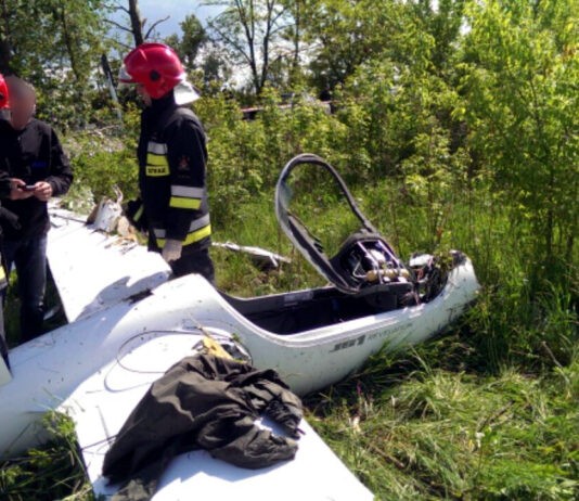 Wypadek szybowca. Ranny pilot z Włoch Wypadek szybowca w Wólce Turebskiej