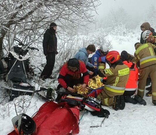 bieszczady-wypadek-skuter-sniezny