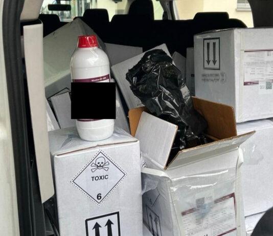 Milionowa próba przemytu. 320 litrów nielegalnej nikotyny w bagażniku taksówki Ukraińca