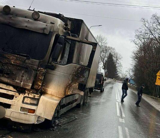 pożar ciężarówki OSP Nawsie