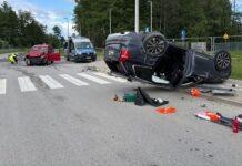 wypadek Jasionka dachowanie