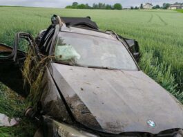 BMW okorowało drzewo. Kierowca odmówił zabrania do szpitala! bmw okorowanie drzewa