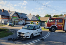 potracenie rowerzysta