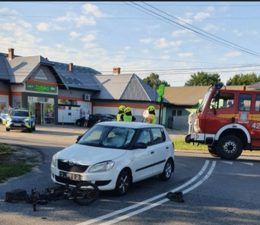 potracenie rowerzysta