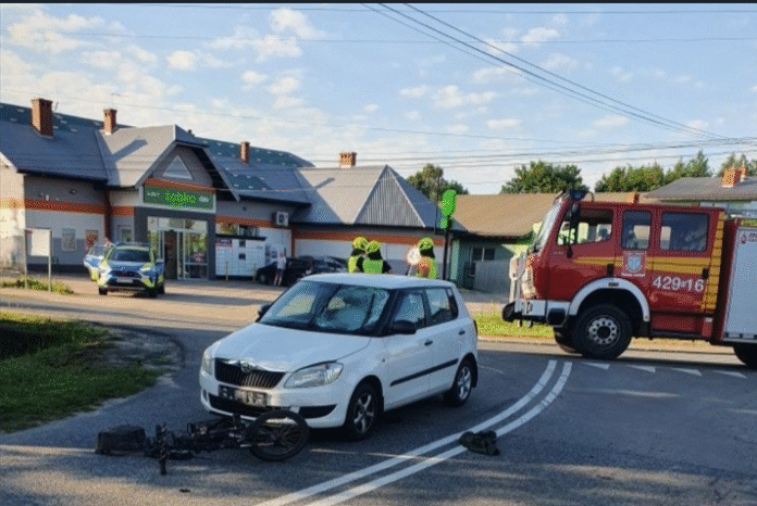 potracenie rowerzysta
