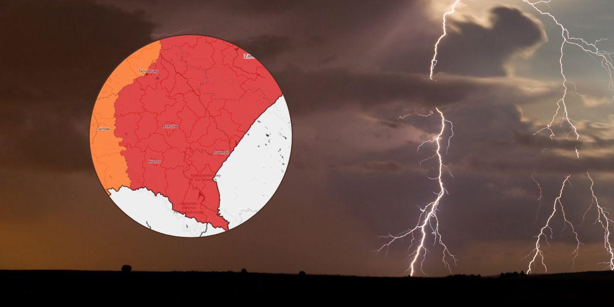 Piekielny upał i niszczycielskie burze nad Rzeszowem. IMGW wydało dwa alerty najwyższego stopnia ulewa