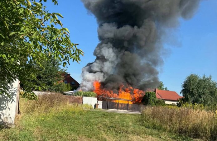 pożar OSP Rzeszów-Pogwizdów Nowy pożar garażu