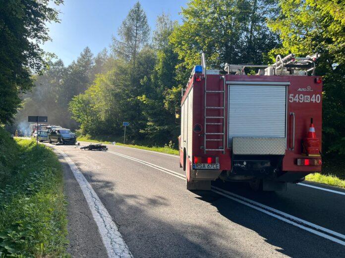 tyrawa-wołoska wypadek motocyklista serpentyny góry słonne
