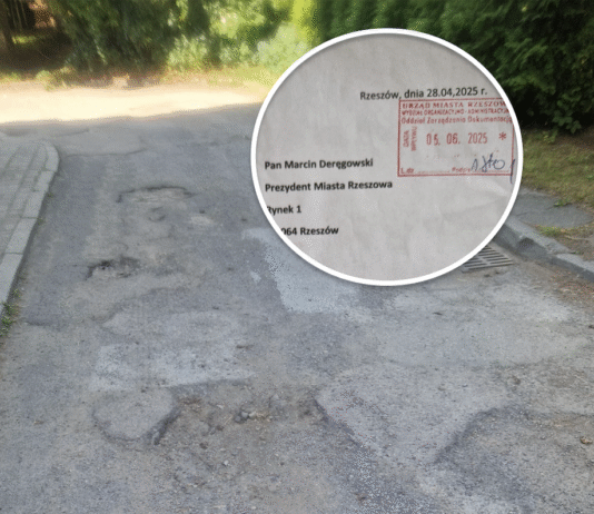 Droga, której nikt nie chce naprawić. Mieszkańcy jeżdżą po dziurach, urzędnicy żonglują absurdalnymi pismami wincentego pola rzeszów asfalt wiceprezydent deręgowski
