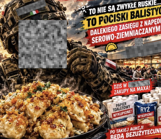 Ruskie jak pociski balistyczne. Podrzeszowska restauracja z wojenną reklamą ruskich pierogów