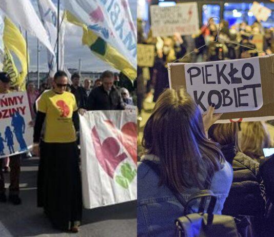 Dwie manifestacje w Rzeszowie, dwa skrajnie różne światy. Jedni przeciwko, drudzy za aborcją